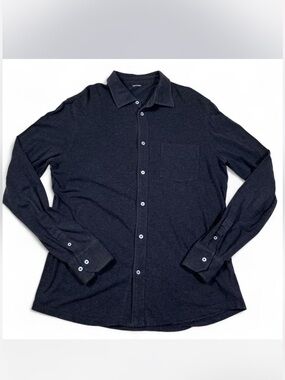 Kit and Ace Long Sleeve Button Up Shirt Cotton Blend‎ Stretch Size L Navy